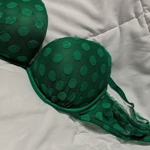 Green polka dot Aerie Emma push up bra